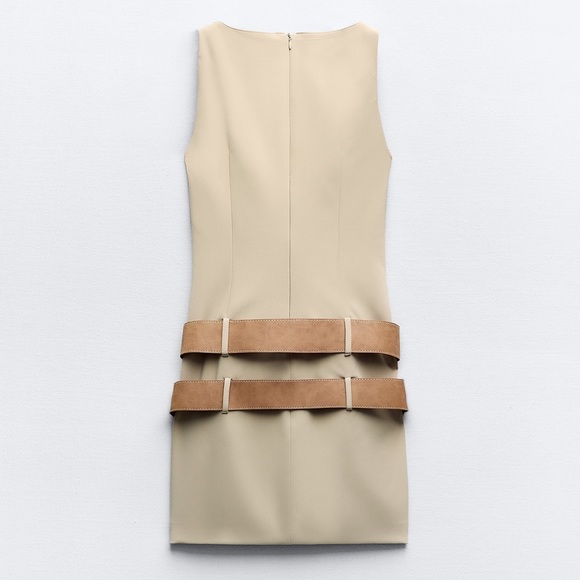 ZARA DOUBLE BELTED FITTED DRESS - Picture 5 of 9